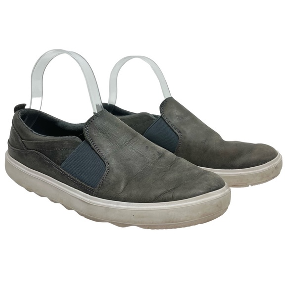 MERRELL TURBULENCE Smokey Gray Genuine Leather Loafers Slip On Casual Shoes sz 9 - Picture 1 of 16
